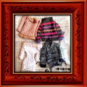 Four custom sweaters for Barbie fashion dolls ON SALE BUY 3 GET FREE!